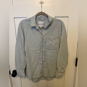 Lola River Anthropoloige Top Womens Large L Light Blue Button Up Shirt Preppy
